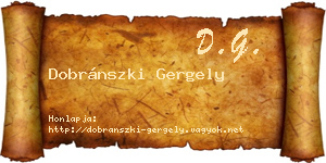 Dobránszki Gergely névjegykártya